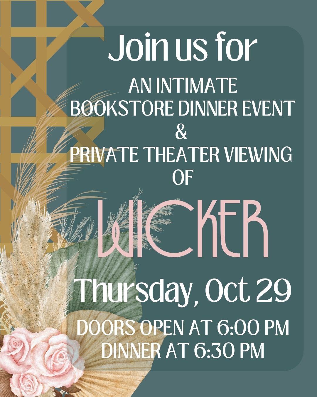Wicker Bookstore Dinner & Movie