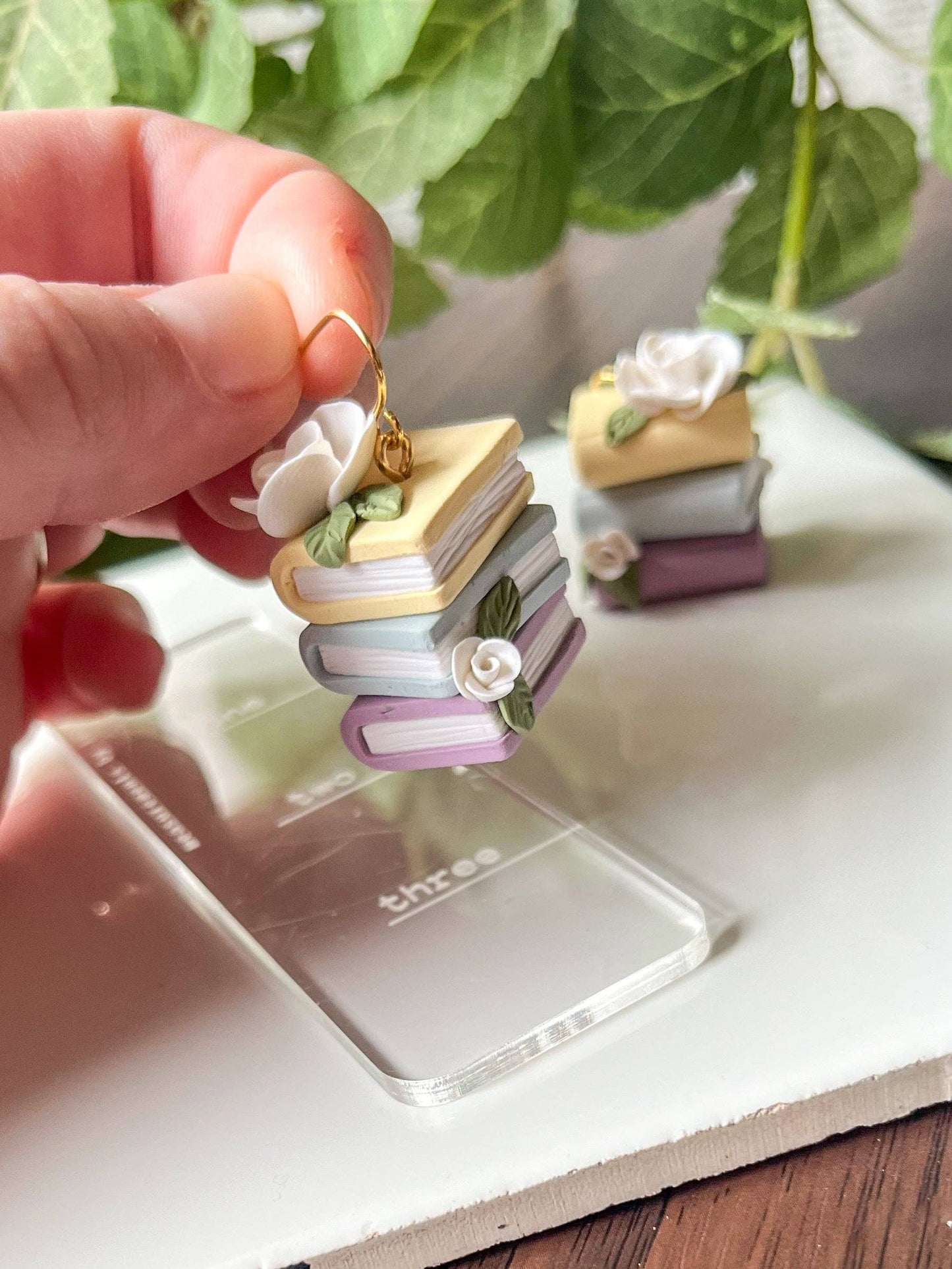 Earrings - Pastel bookstack
