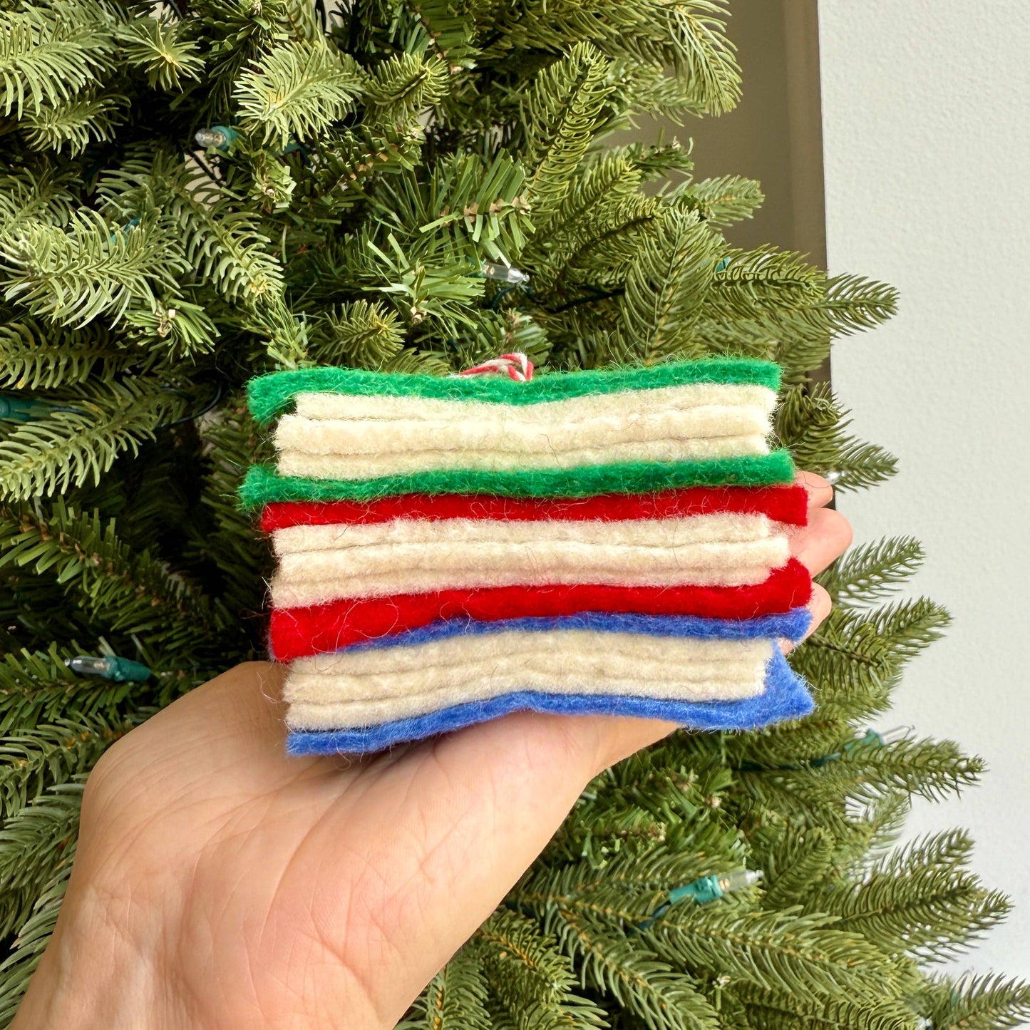 Book Stack Felt Wool Christmas Ornament