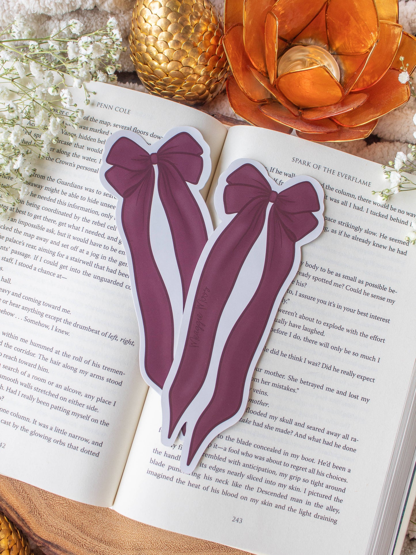Maroon Bow Die-Cut Bookmark