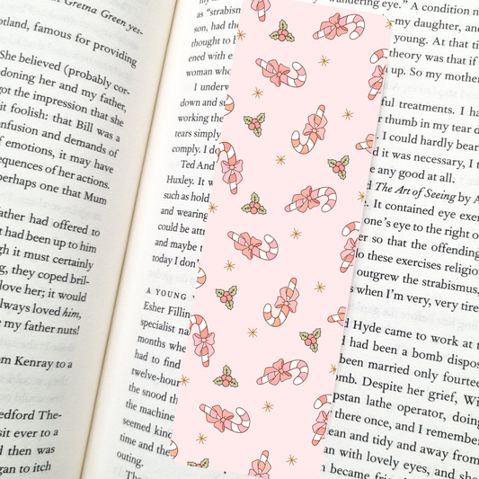 Coquette Candy Canes Bookmark | Soft Matte Laminated