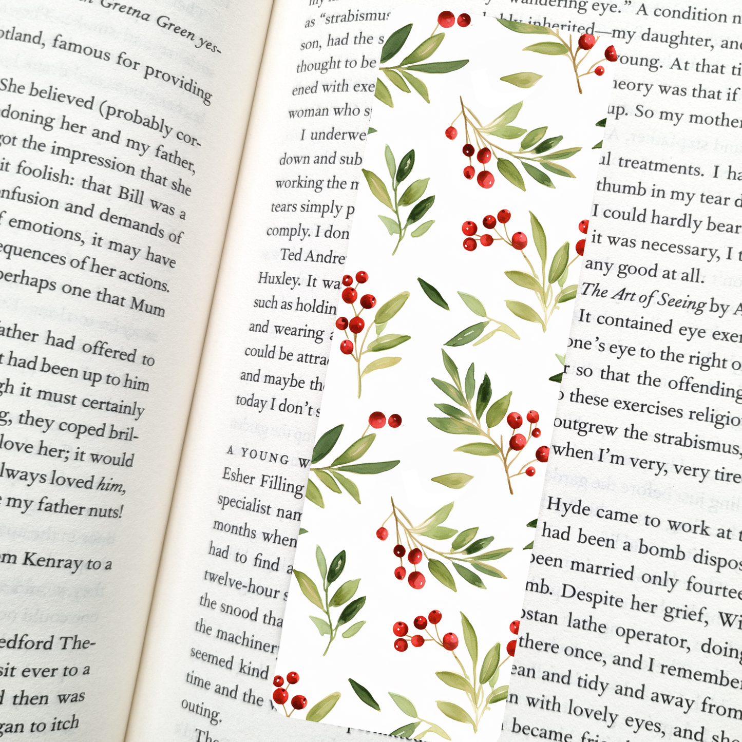 Holly Berry Bookmark | Soft Matte Laminated
