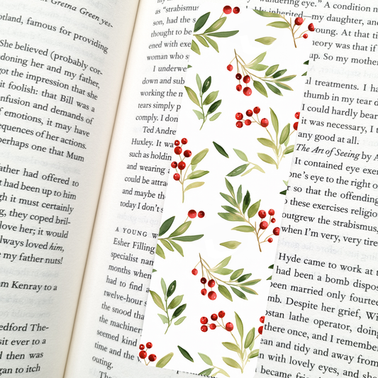 Holly Berry Bookmark | Soft Matte Laminated