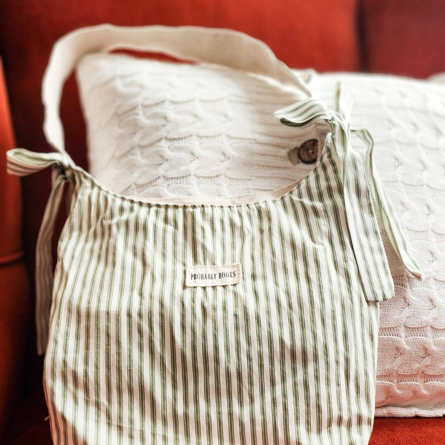 Probably Books Striped Cotton Tote Bag