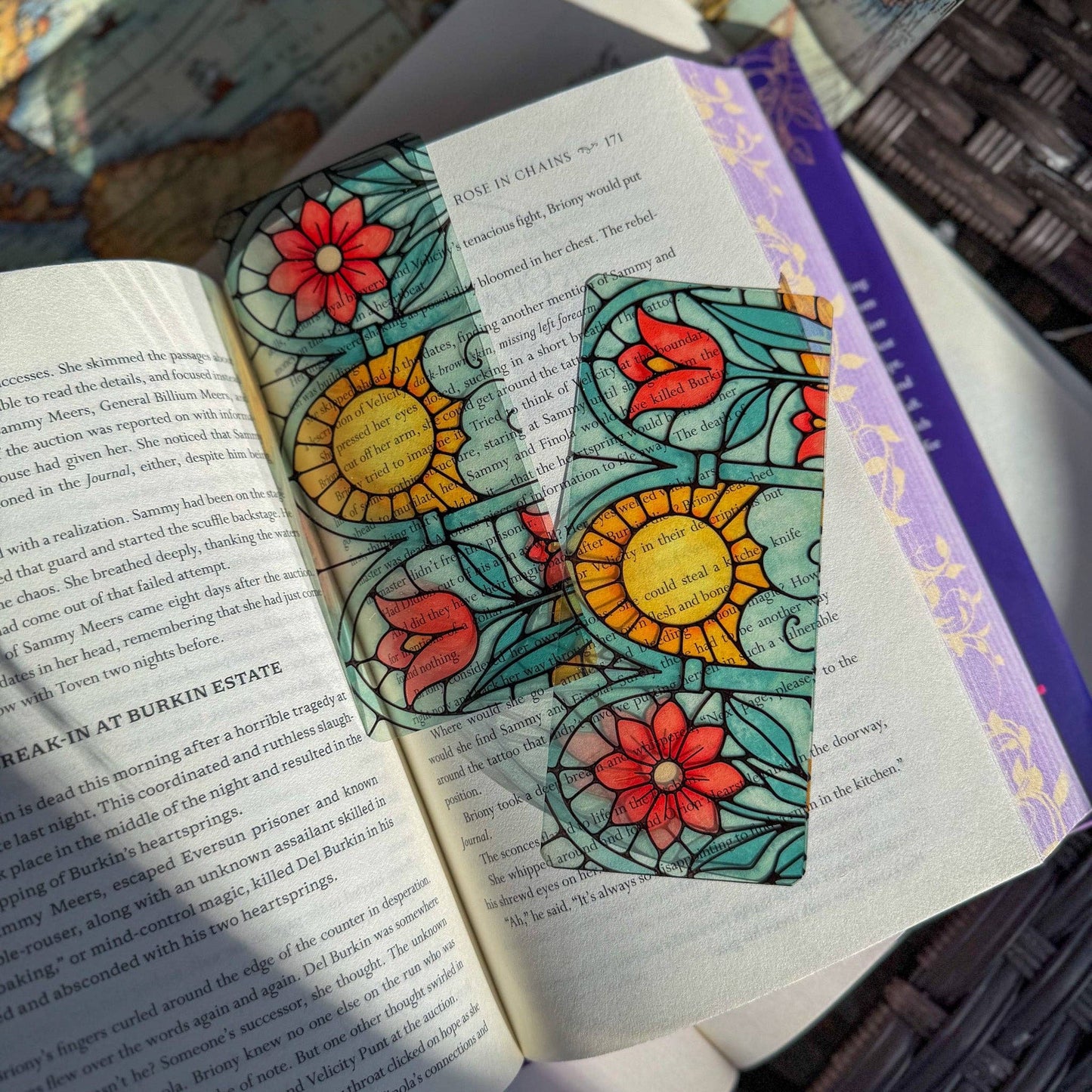 Floral Stained Glass Style Acrylic Bookmark Book Lover Gift