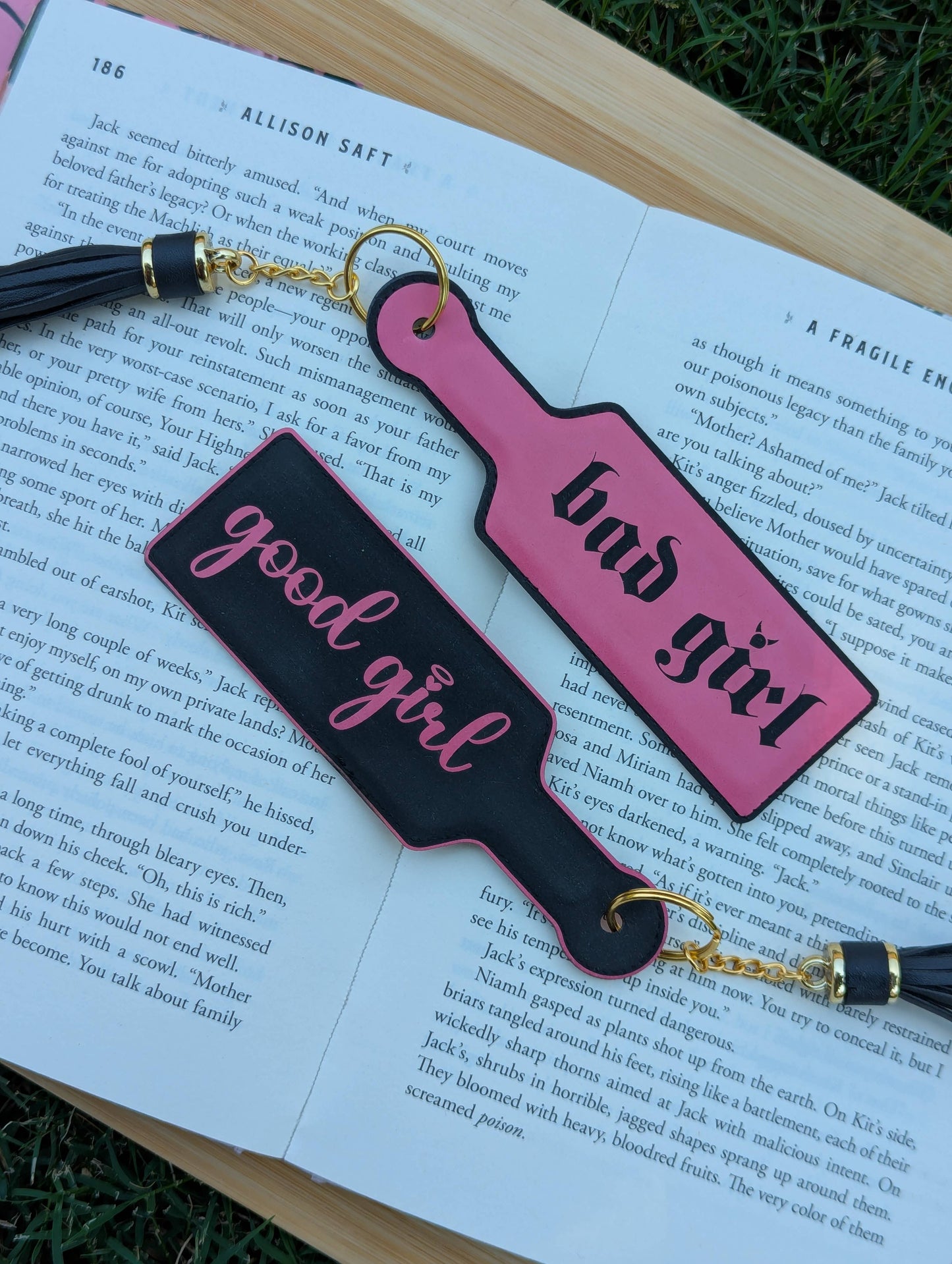 Bookish Good Girl Paddle Faux Leather Bookmark & Keychain