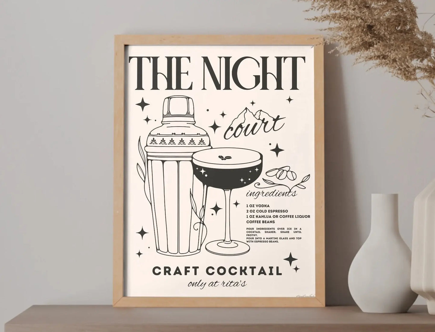ACOTAR Night Court Espresso Martini Print Bookish Wall Art
