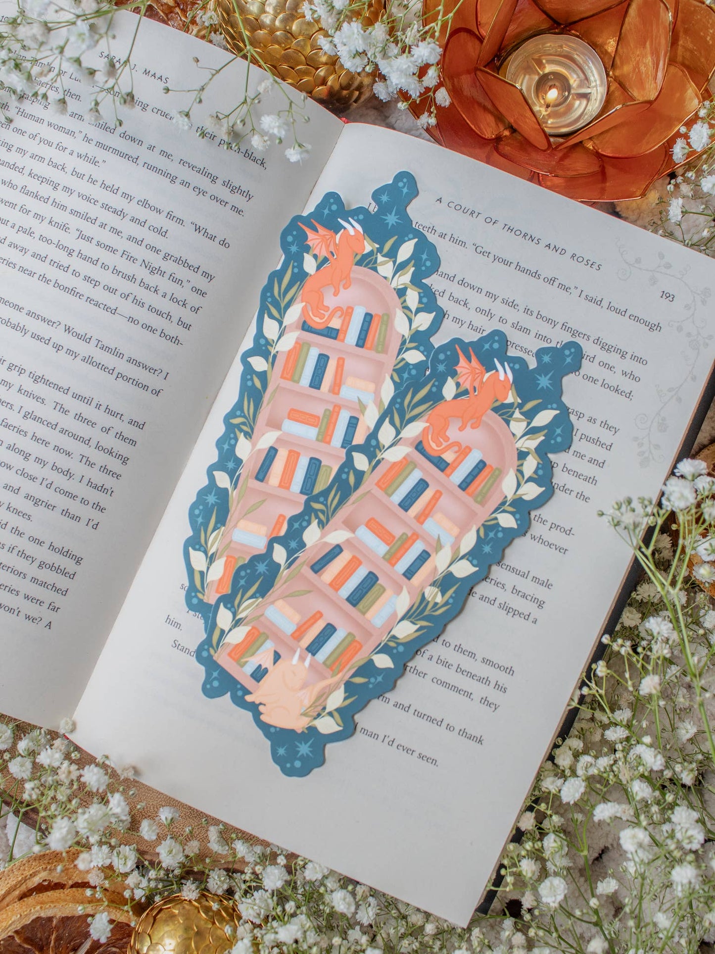 Bookmark - Arched Bookshelf Little Book Dragons