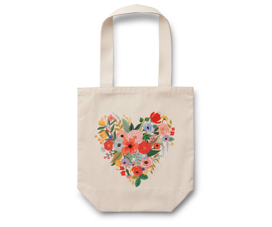 Floral Heart Valentine's Day Canvas Tote Bag