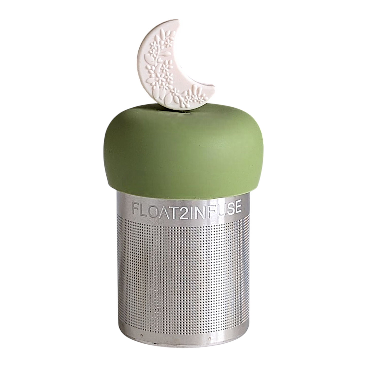 Ivory Floral Crescent Moon |Floating Tea Steeper |Green Base