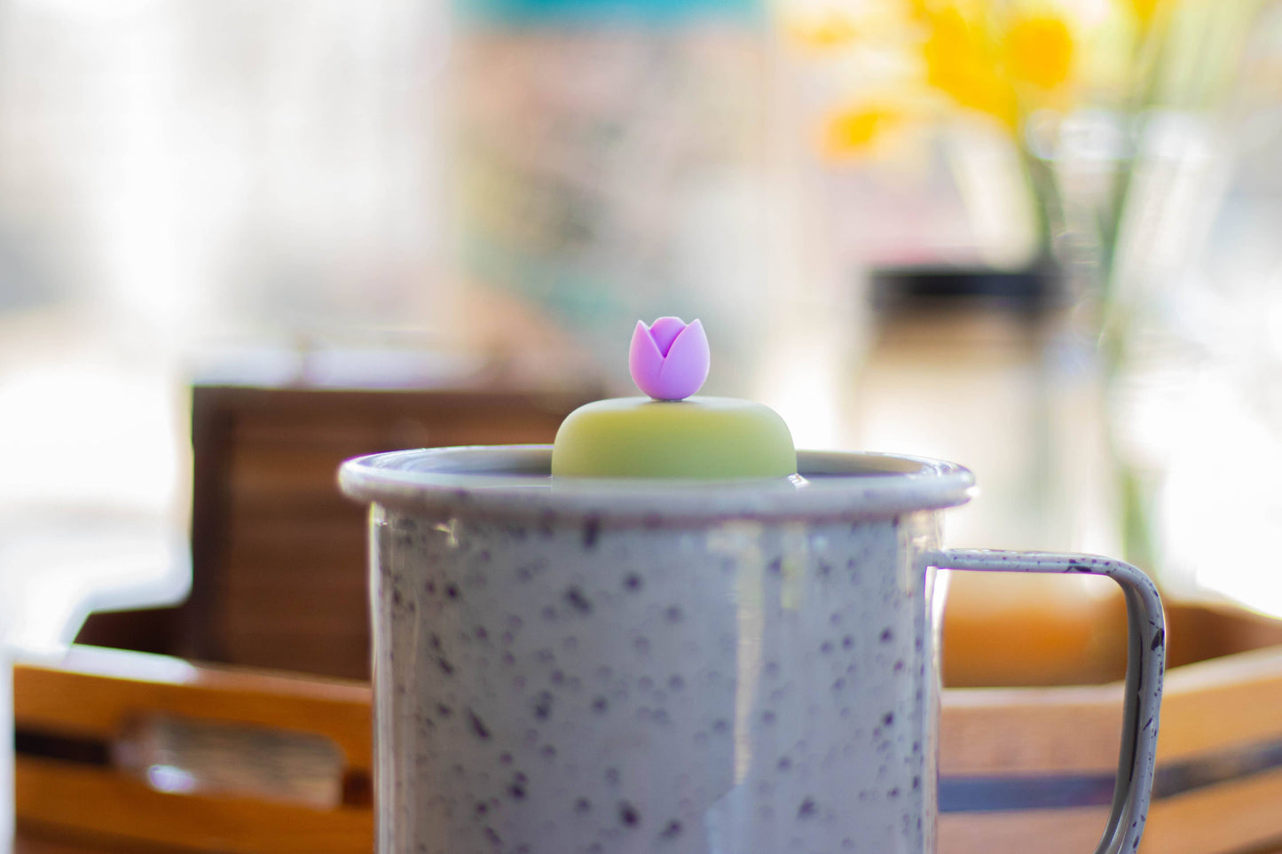 Tulip | Floating Tea Steeper | Green Base | Purple Flower