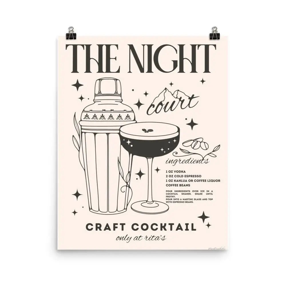 ACOTAR Night Court Espresso Martini Print Bookish Wall Art