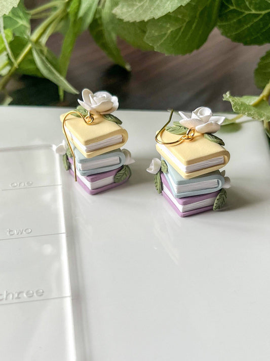 Earrings - Pastel bookstack