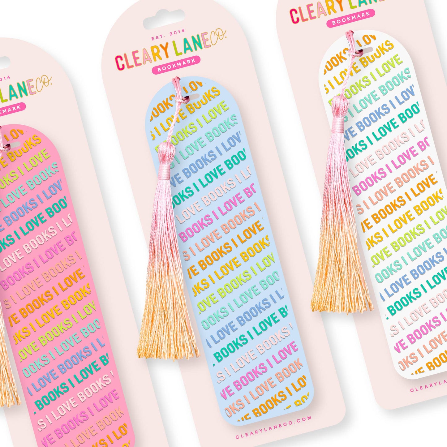 Acrylic Bookmark with Tassel - Rainbow I Love Books