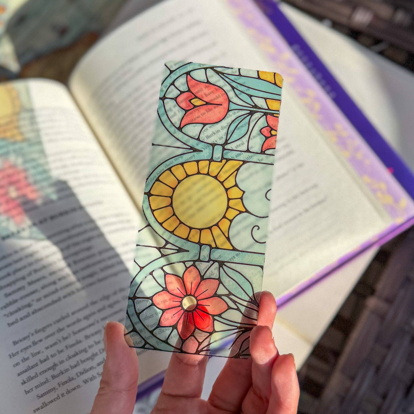 Floral Stained Glass Style Acrylic Bookmark Book Lover Gift