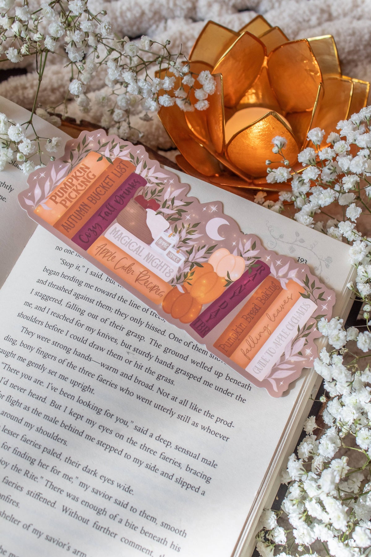 Cozy Autumn Bookshelf Die-Cut Bookmark
