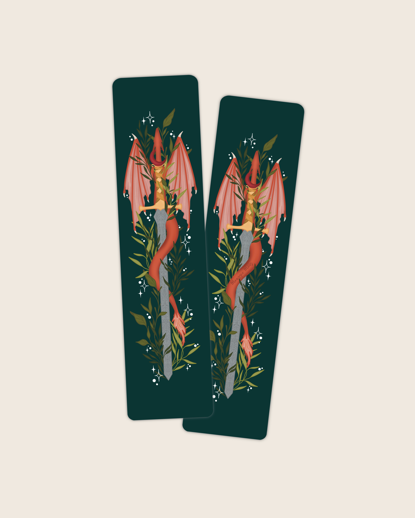 Bookmark - Floral Dragon Sword