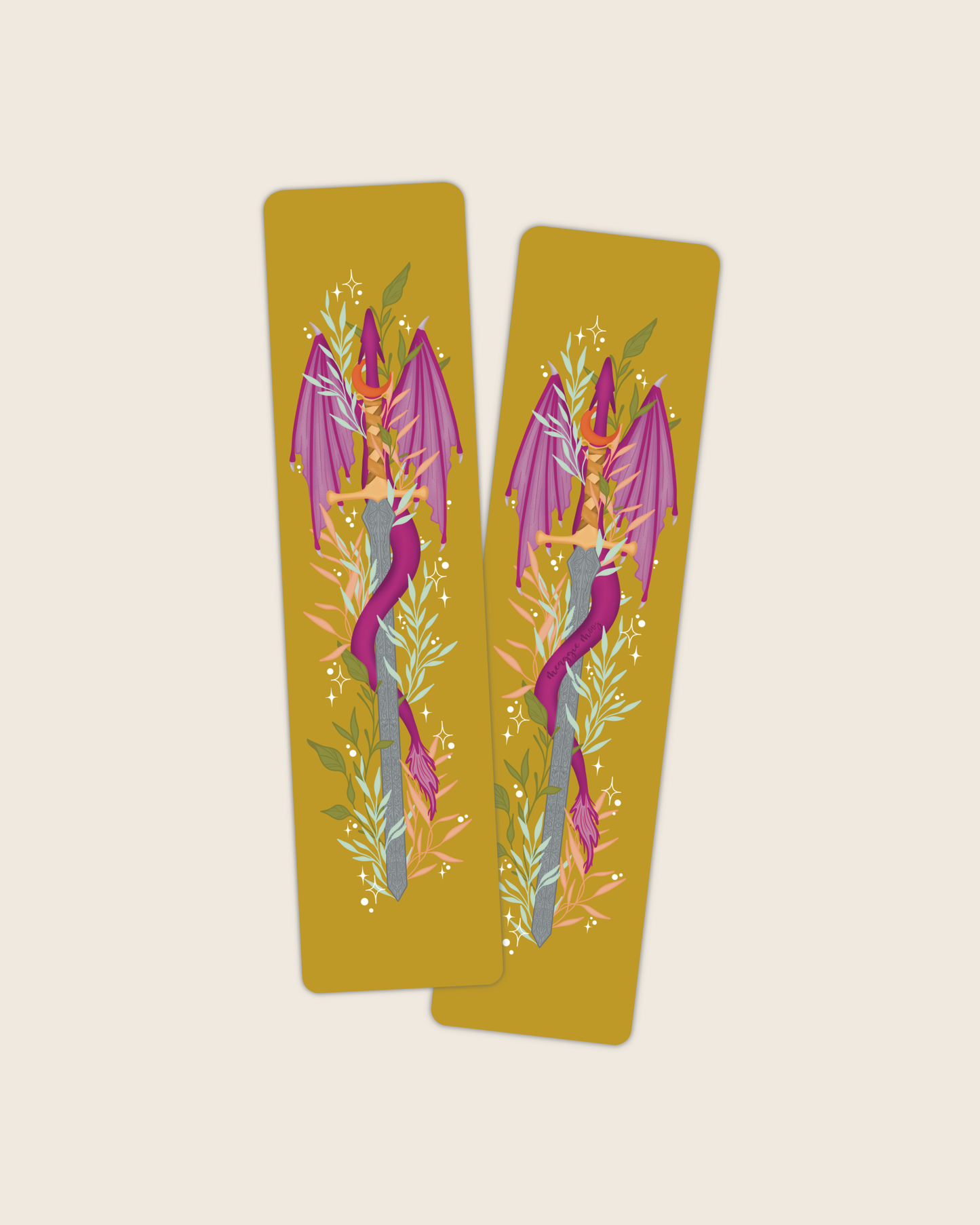 Bookmark - Floral Dragon Sword