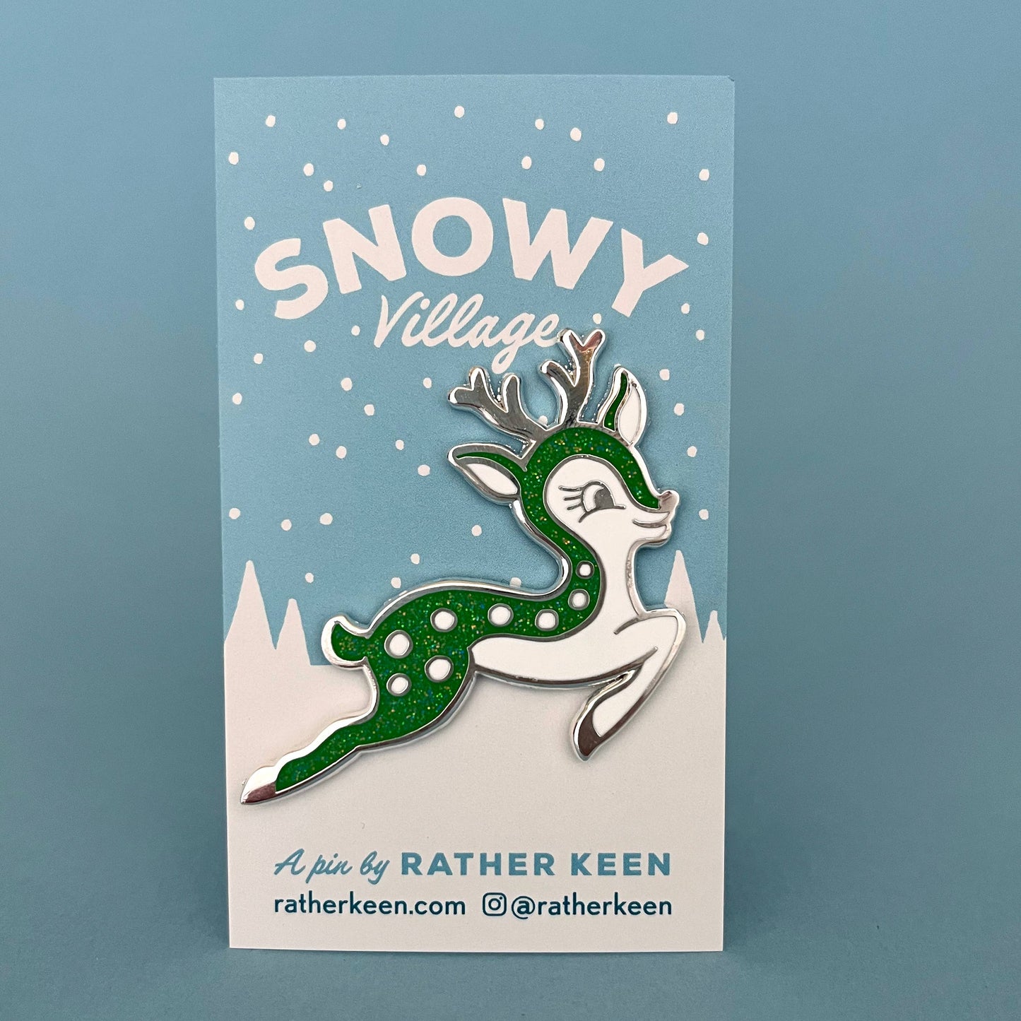 Cutie Christmas Deer enamel pin - kitschy Christmas brooch
