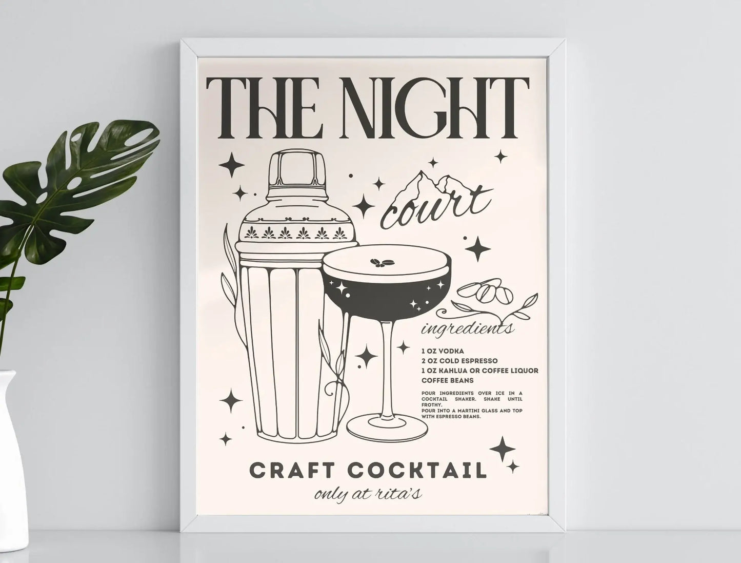 ACOTAR Night Court Espresso Martini Print Bookish Wall Art