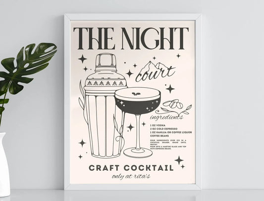 ACOTAR Night Court Espresso Martini Print Bookish Wall Art