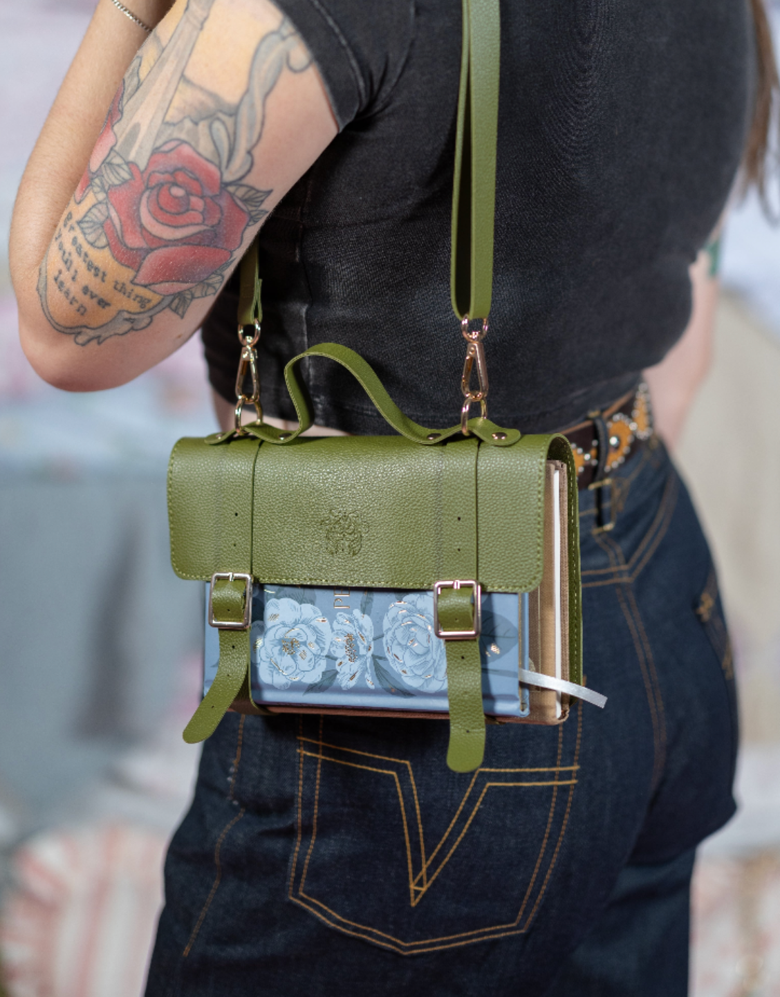 The Siren & Swan Book Satchel - Green