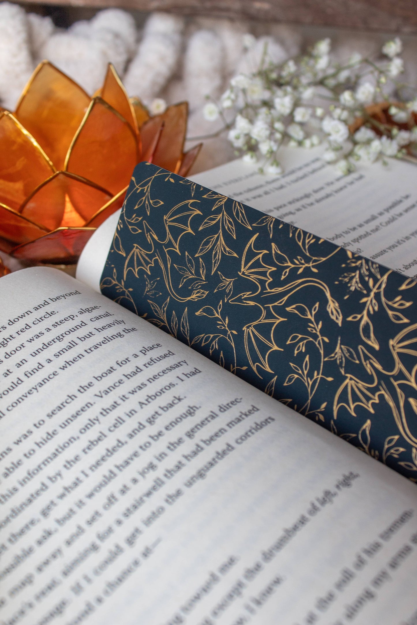 Teal Dragons Gold Foil Bookmark