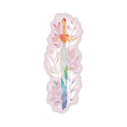 Rainbow Heart Sword Die-Cut Bookmark