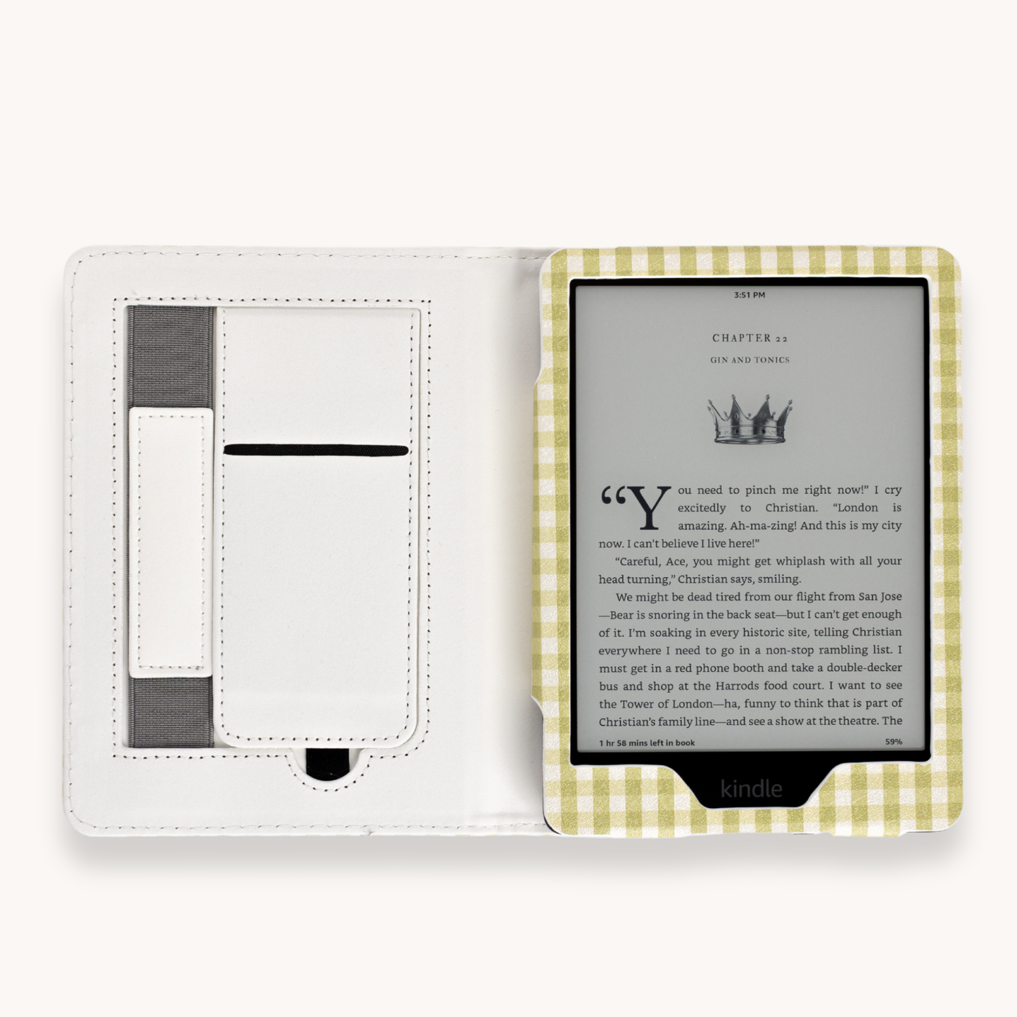 Green Gingham Kindle Case