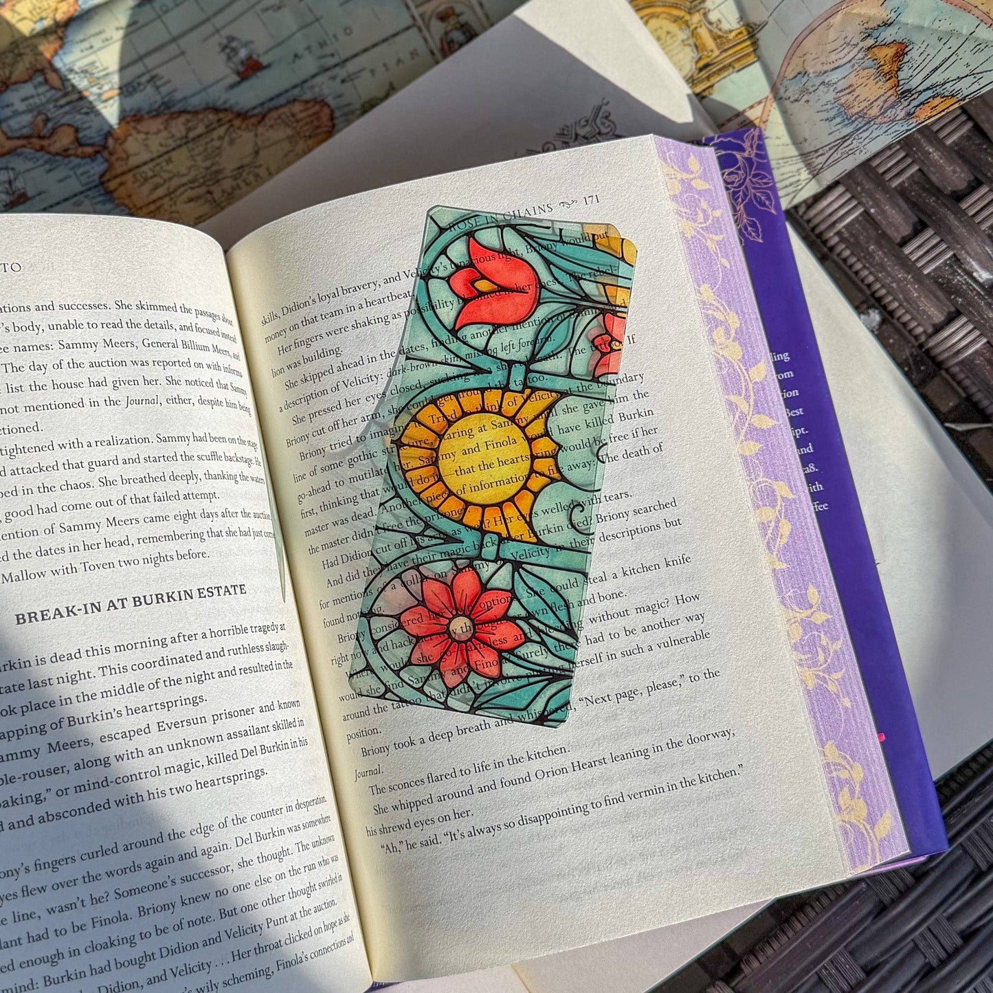 Floral Stained Glass Style Acrylic Bookmark Book Lover Gift