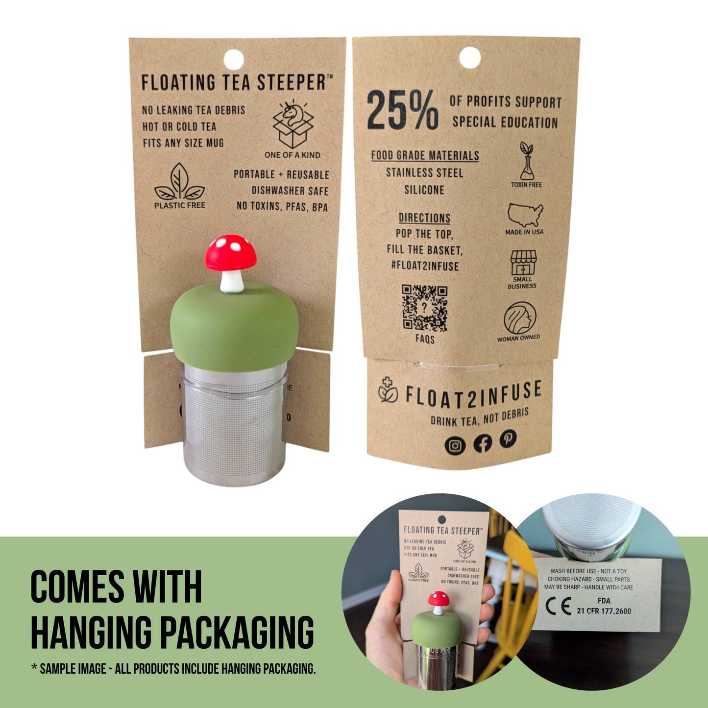 Booktrovert | Floating Tea Steeper | Green Base | BookTok