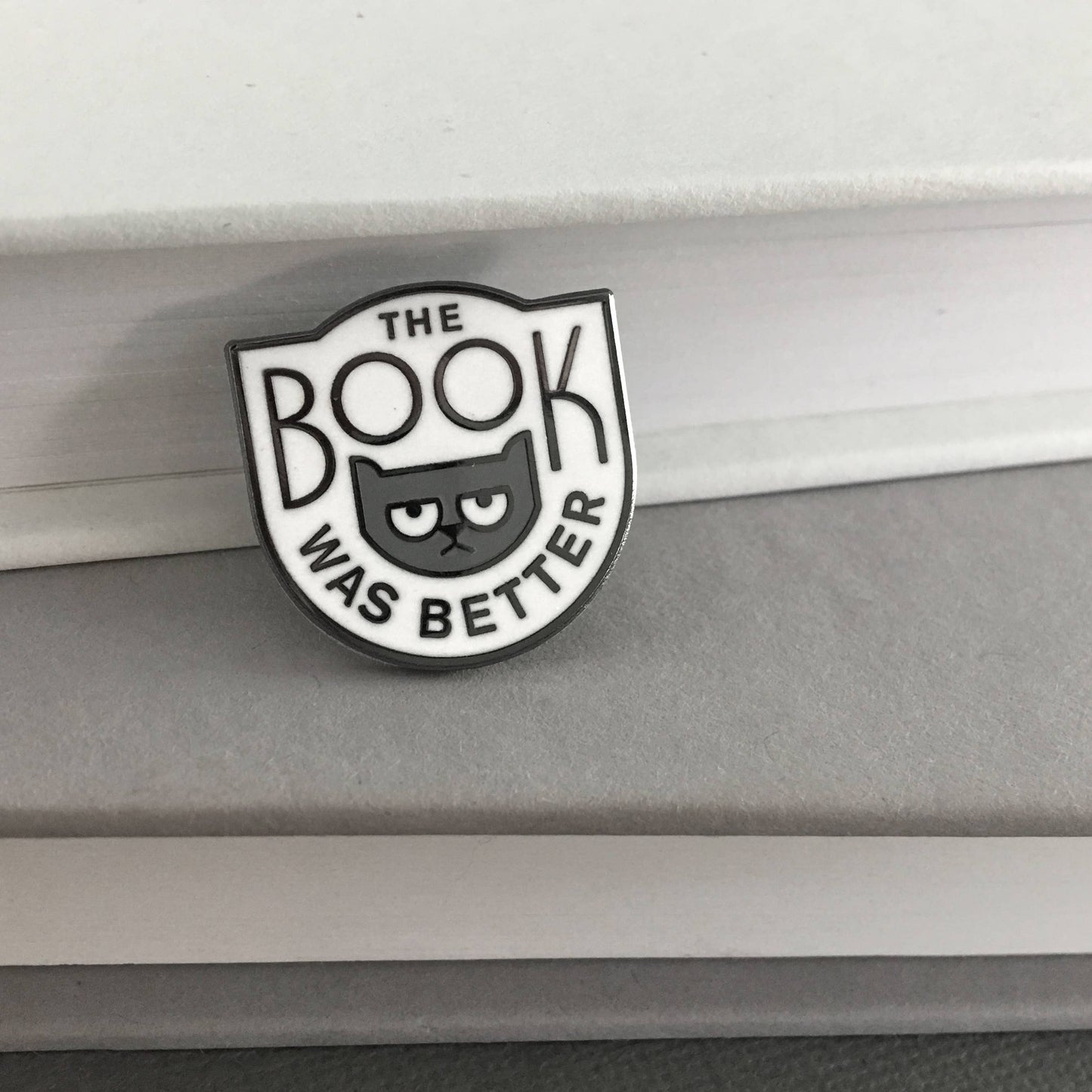 The Book Was Better enamel pin - book snob cat pin