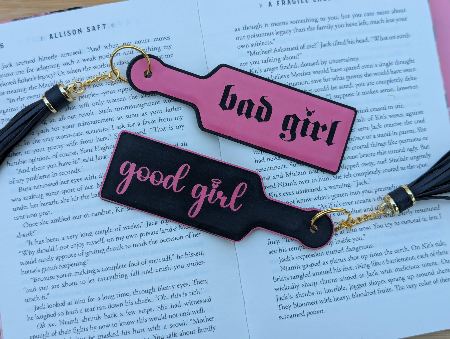 Bookish Good Girl Paddle Faux Leather Bookmark & Keychain