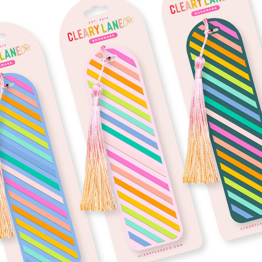 Acrylic Bookmark with Tassel - Rainbow Stripes