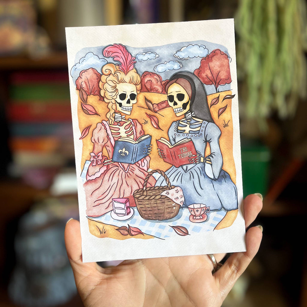 Bookish Halloween Art Print Bookish Gift Bookshelf Decor