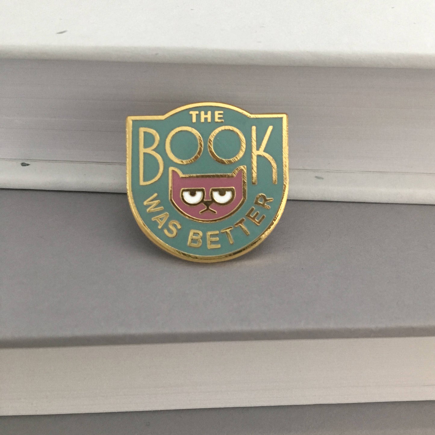 The Book Was Better enamel pin - book snob cat pin