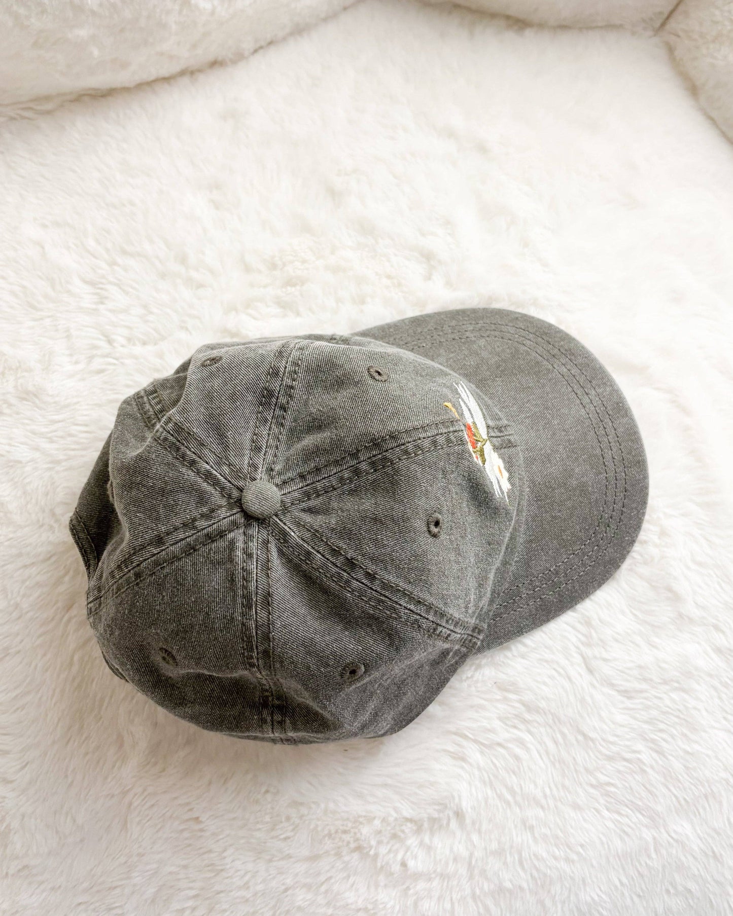 Book and Flowers Embroidered Pigment Dyed Cap