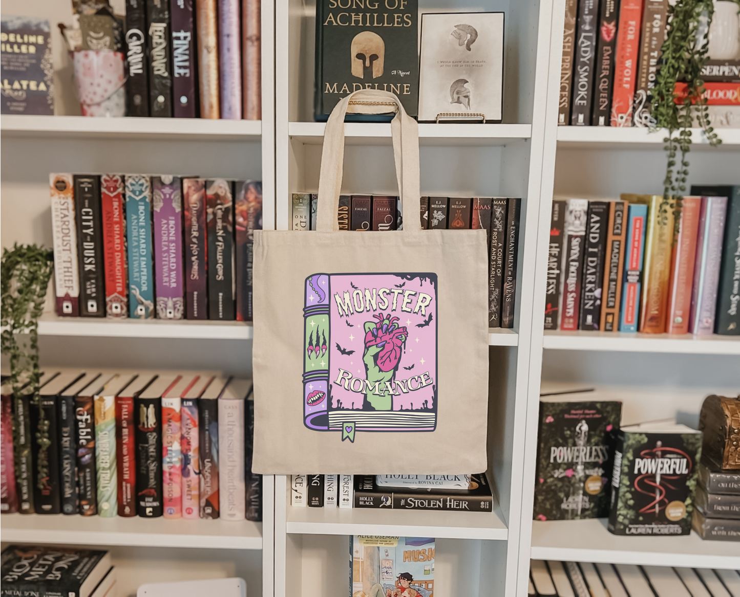 Canvas bookish tote bag - monster romance - book store gift