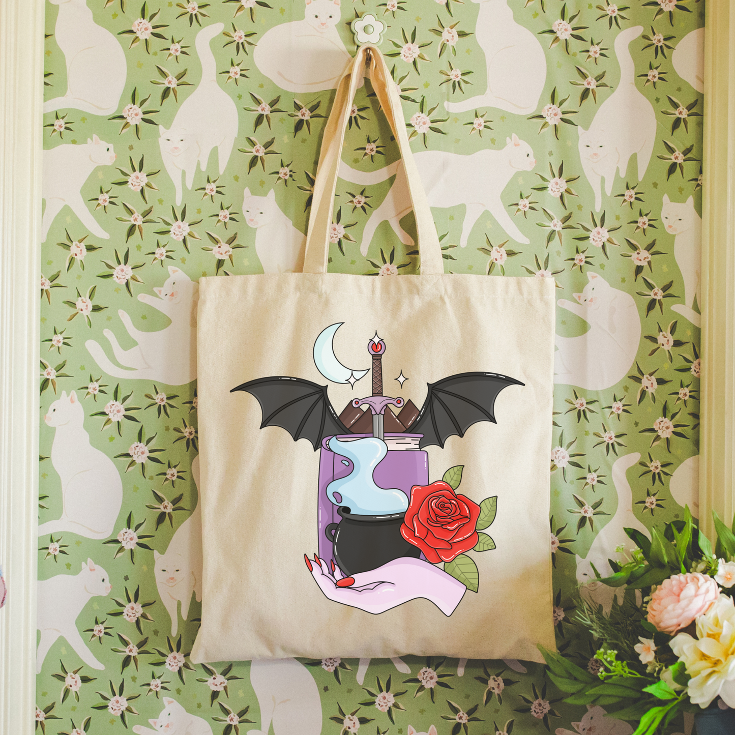 Fantasy Book store Tote Bag | Reader Gift for Valentines Day