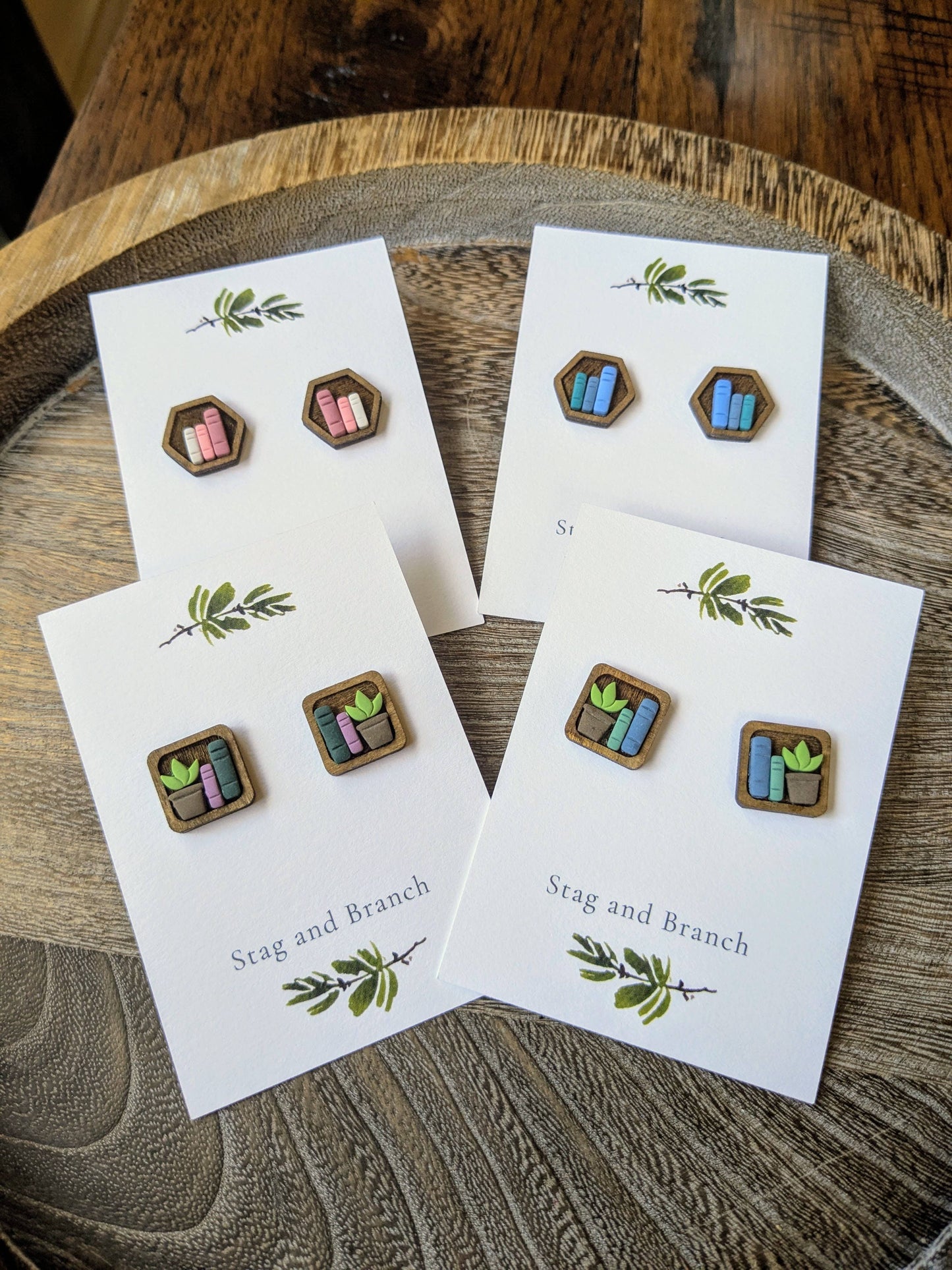 Earrings - Mini Bookshelf Studs