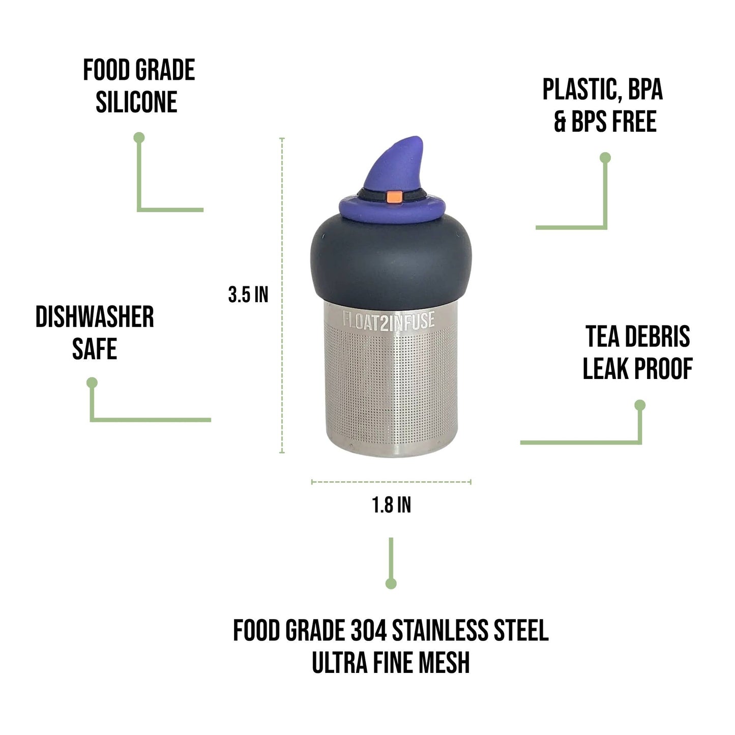Wizard Hat | Floating Tea Infuser | Black Base | Purple Hat