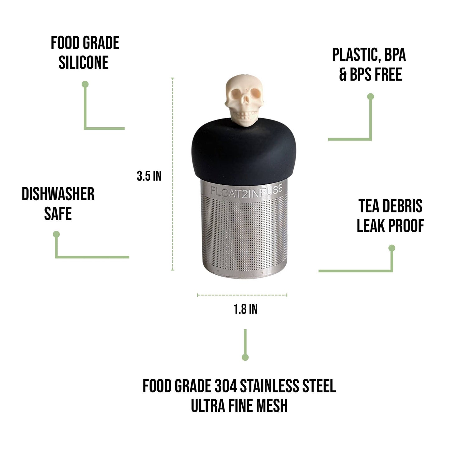 Ivory Skull | Floating Tea Steeper | Grey Base | Ivory