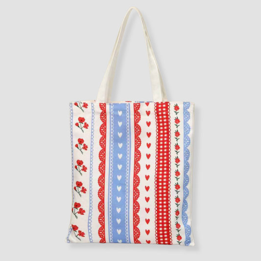 Folk Ribbon Tote Bag, Reader, Romantasy, Bookish, Book Bag