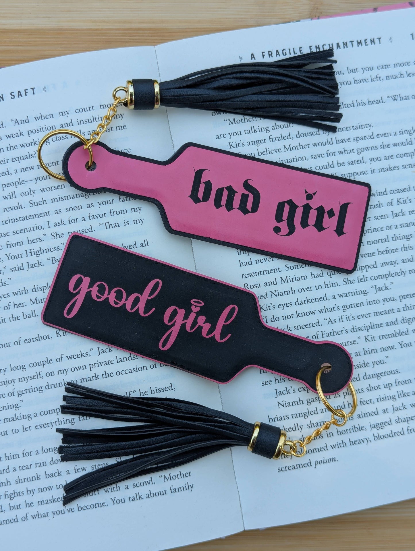 Bookish Good Girl Paddle Faux Leather Bookmark & Keychain