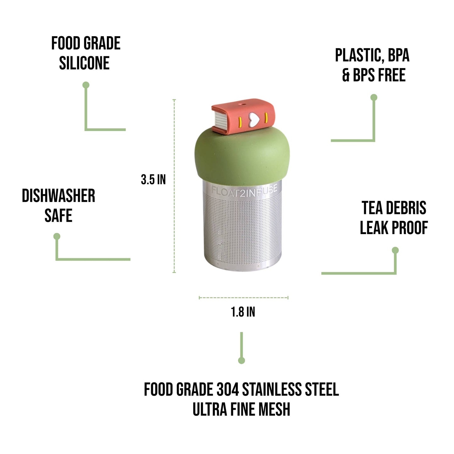 Brown Book | Floating Tea Steeper | Green Base | White Heart