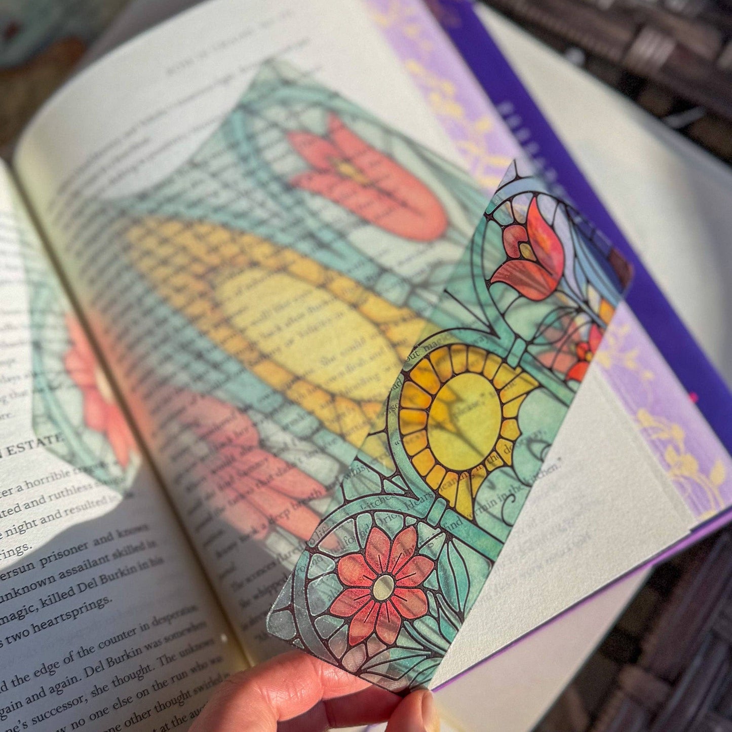 Floral Stained Glass Style Acrylic Bookmark Book Lover Gift
