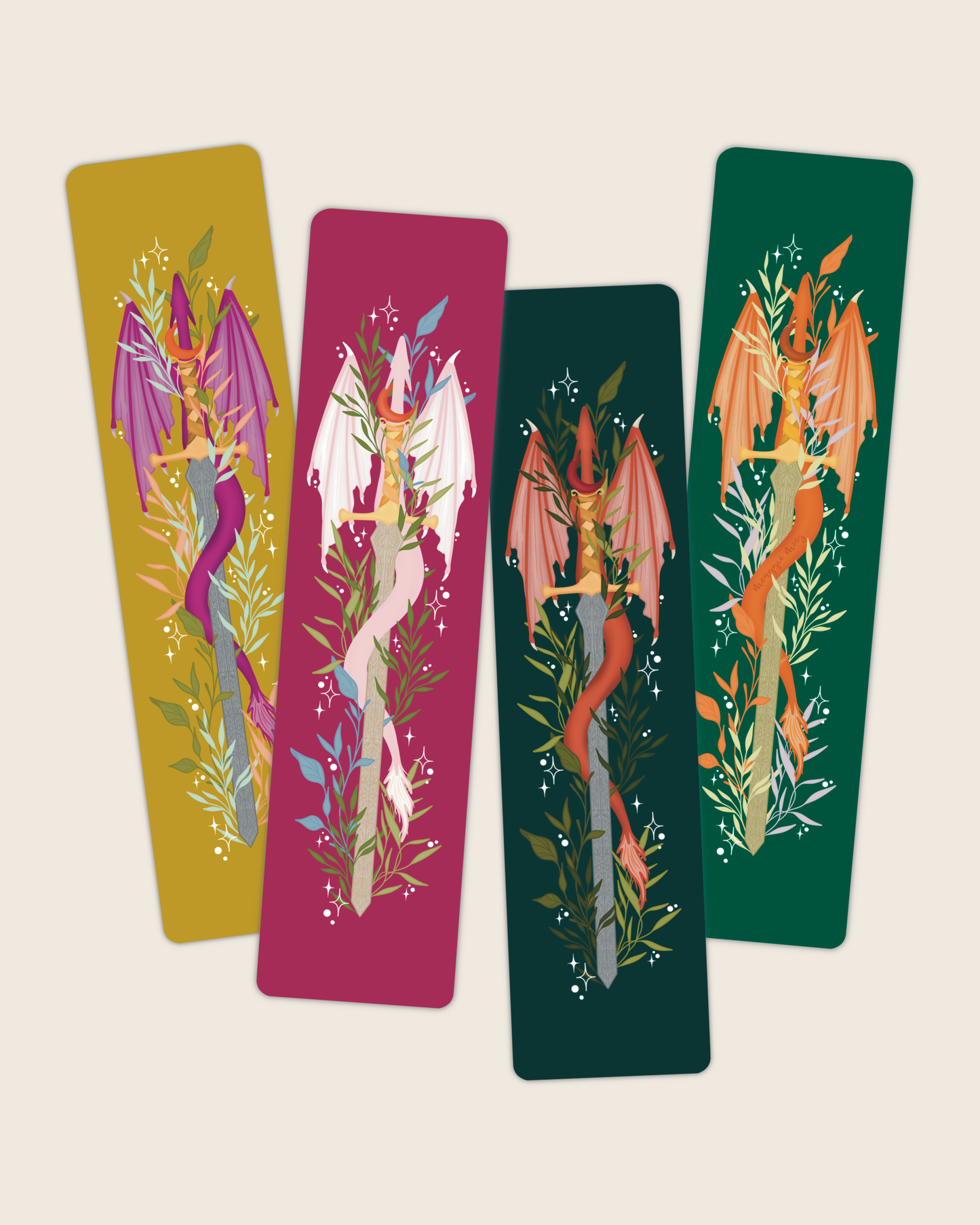Bookmark - Floral Dragon Sword