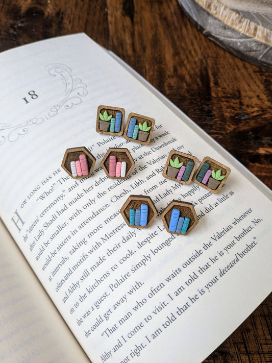 Earrings - Mini Bookshelf Studs