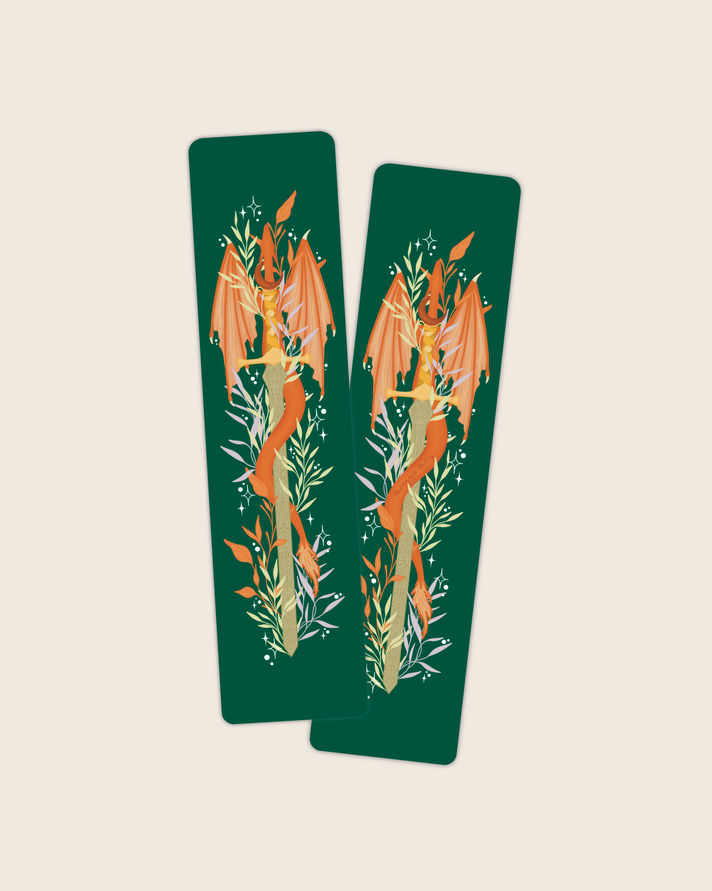 Bookmark - Floral Dragon Sword