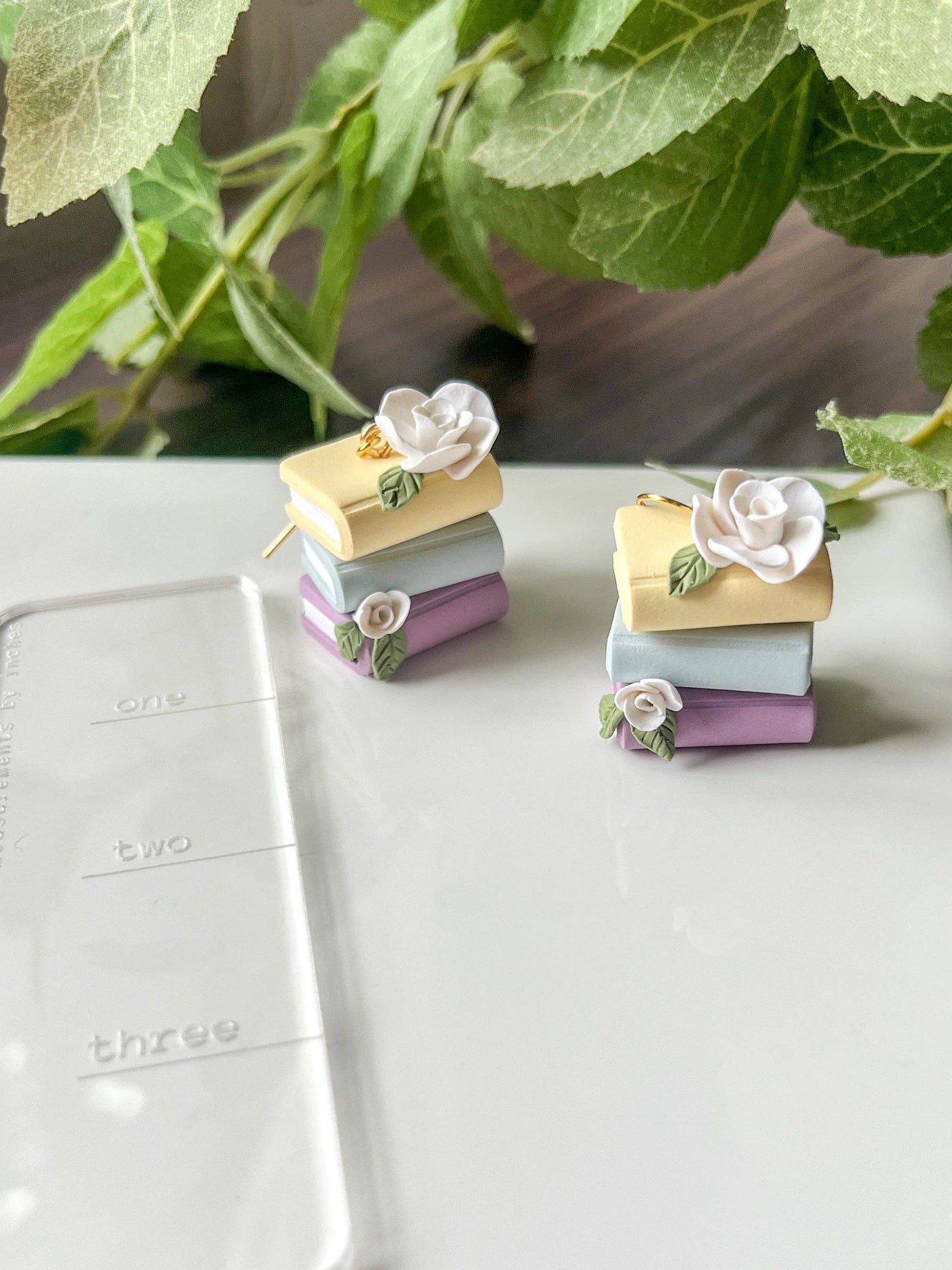 Earrings - Pastel bookstack